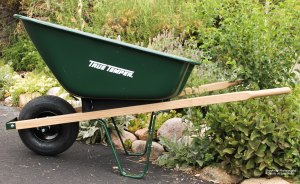 A Shiny, Green Wheel Barrel