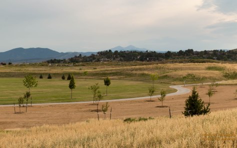 Mehaffey Park with Long and Meeker Peaks in the distance.
