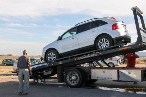 Unloading in the back lot at the Ford Dealer